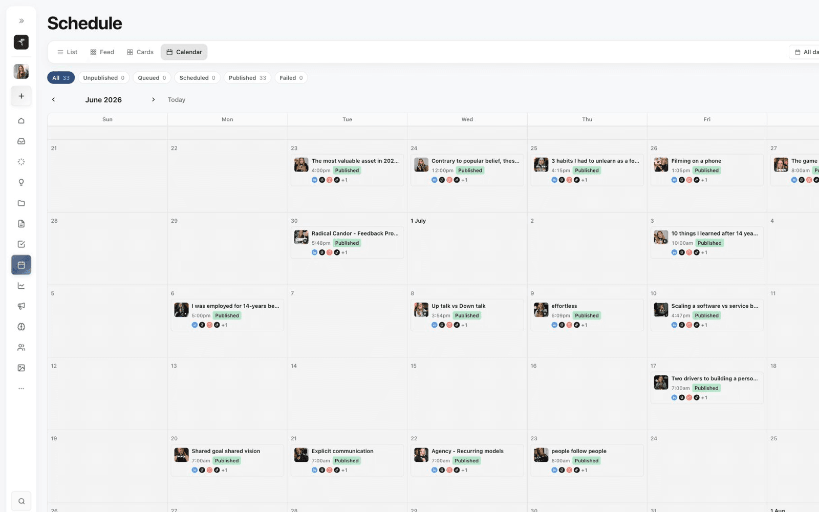 Sequence publishing schedule shown as an alternative to Planable.