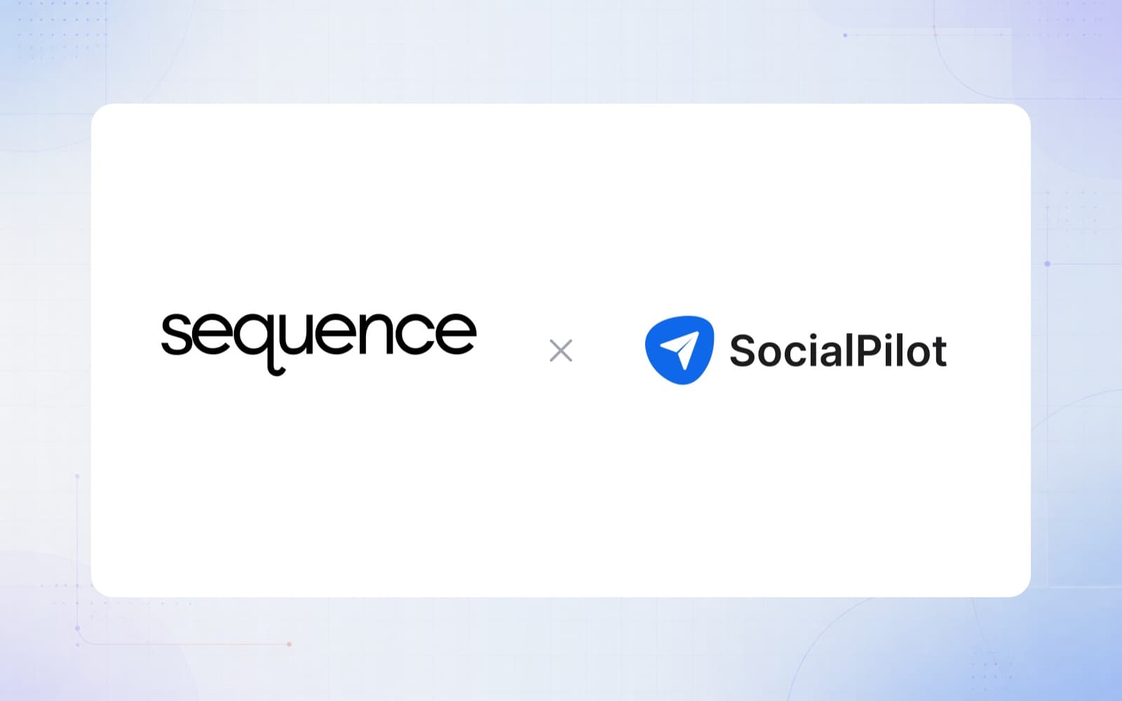Sequence and SocialPilot logos on a white comparison panel with a soft blue background.